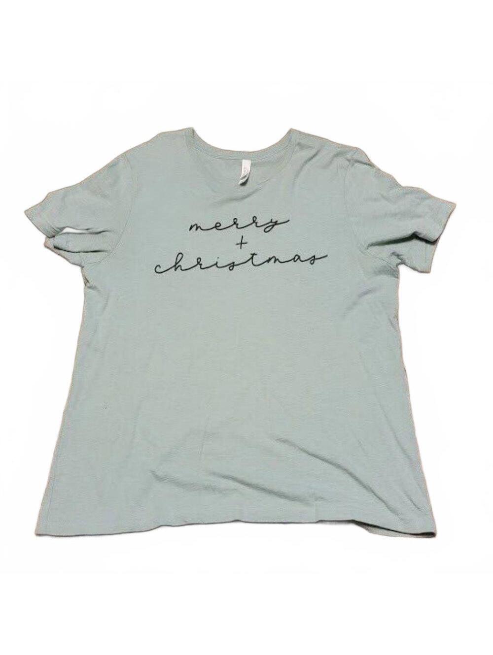 Boutique Bella Canvas mint green Merry Christmas Women's shirt XL